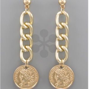 Coin Drop Link Earring